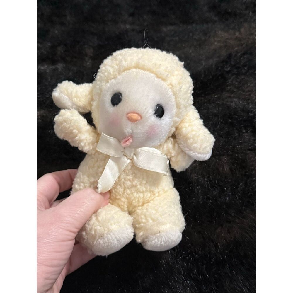 Vintage Eden Baby Lamb Plush Sheep White Cream Yellow stuffed animal
